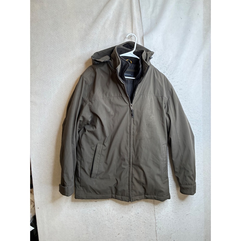 Weatherproof Mens Olive Green Hooded Full Zip Insulated Jacket Size Medium 8955